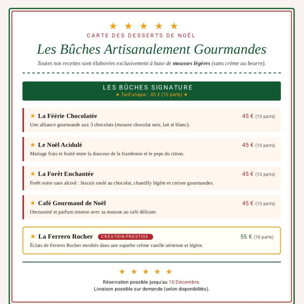 Carte des Bûches de Noël